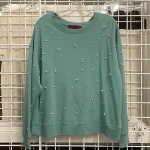 Pearl Embellished Crew Neck Sweatshirt